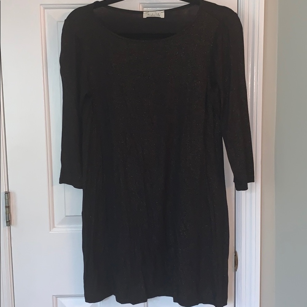 Black dress with gold glittery detail